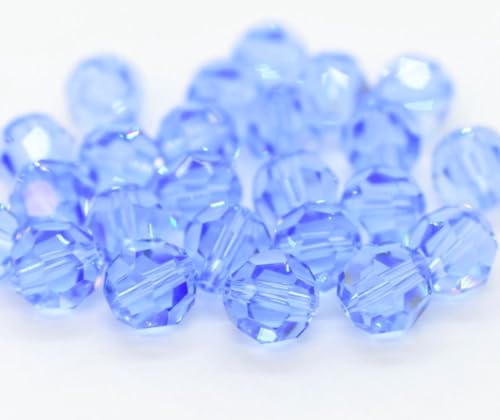 100pcs Adabele Austrian 4mm (0.16 Inch) Small Faceted Round Crystal Beads Light Sapphire Blue Compatible with Swarovski Crystals Preciosa - color: Light Sapphire Blue, size: 4mm Small (100pcs)