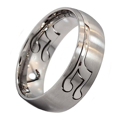 Stainless Steel Bands with Different Designs to Choose from, including Heart, Butterfly, Foot, Gold Plated Stars, Star of David or Musical Note in 6mm or 8mm widths - color: Musical Note Insert-8mm
