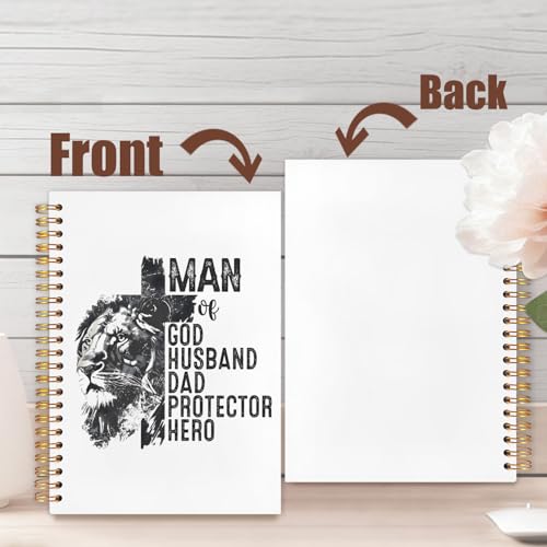 Retro Lion Christian Notebook, man of god husband dad protector hero Journal, Religious Scripture Spiral Notebook Journal for Note Taking, Christian Faith Based Gifts for Women Men, 5.5x8.3 Inch - color: Lion MAN GOD HUSBAND DAD