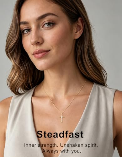 KRKC&CO Moissanite Cross Necklace for Women: D Color VVS1 0,09-0,3ct - color: Gold A