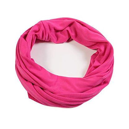 Super Soft Cotton Blend Lightweight Solid Color Multi Loop Infinity Scarves - color: Fuchsia