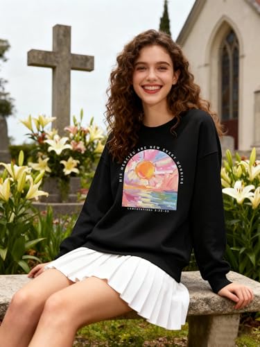 Christian Sweatshirts for Women Jesus Religious Faith Tops - color: Black, size: X-Large