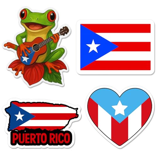 4 Pcs Puerto Rico Stickers - Waterproof Vinyl Puerto Rican Flag Decals - color: Puerto Rico Sticker