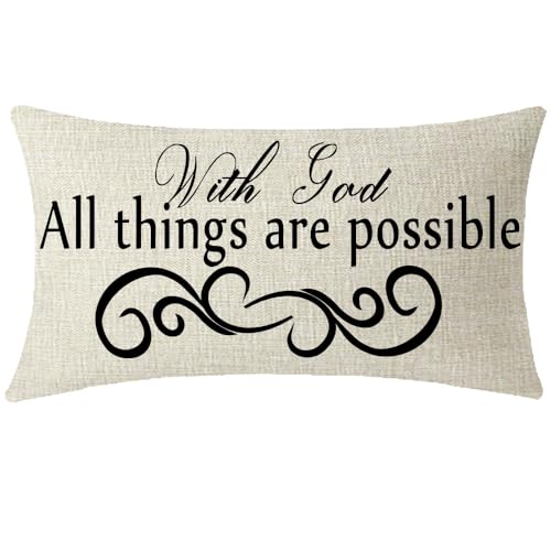 NIDITW Mother's Day Throw Pillow Cover 12x20 Inch Gift Inspirational Words - color: With God