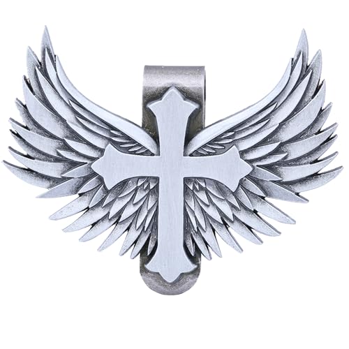 Guardian Angel Visor Clip - Guardian Angel Visor Clips for Cars,Stainless Steel Wings Cross Sunshade Clip Driver Gift (Black) (Sliver) - style: sliver