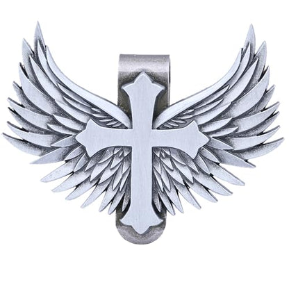 Guardian Angel Visor Clip - Guardian Angel Visor Clips for Cars,Stainless Steel Wings Cross Sunshade Clip Driver Gift (Black) (Sliver) - style: sliver