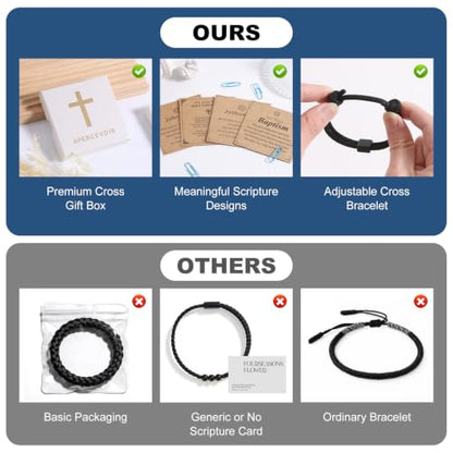Cross Bracelet for Boys Baptism First Communion Confirmation - color: Black