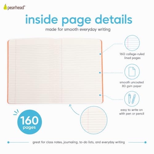 Pearhead Color Block Composition Notebook — College-Ruled, 160 Pages, 7.5" x 9.75", Smooth 80 GSM Paper, Retro Checkerboard Pattern Journal for School, Office & Everyday Writing - color: Colorblock Composition Notebook