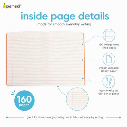 Pearhead Color Block Composition Notebook — College-Ruled, 160 Pages, 7.5" x 9.75", Smooth 80 GSM Paper, Retro Checkerboard Pattern Journal for School, Office & Everyday Writing - color: Colorblock Composition Notebook