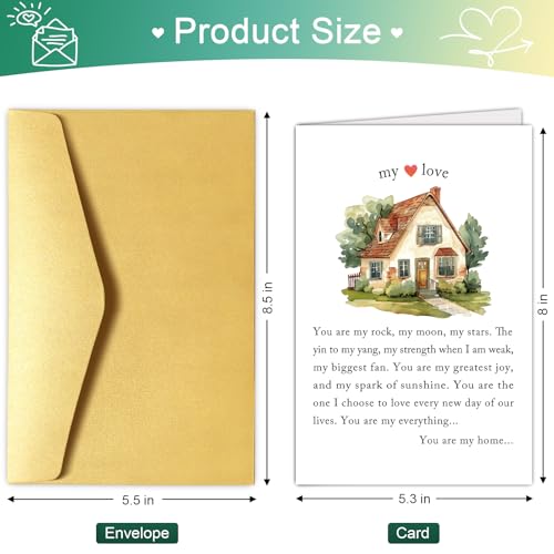 Chenive Wedding Anniversary Card for Husband Wife, Heartfelt Anniversary Card for Him Her, Sweet Valentines Day Cards Gifts for Men Women, My Love Poem Cards, You Are My Home - color: My Love Poem