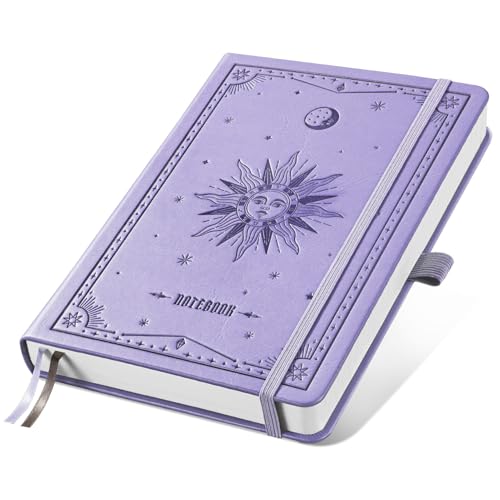 EMSHOI Lined Journal Notebook, 192 Numbered Pages, A5 Size (5.7'' x 8.3'') - color: Light Purple, style: Ruled