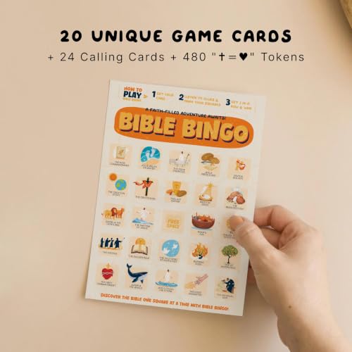 Markt Bible Bingo Game - Bible Games for Adults and Family, Sunday School Crafts, Christian Games, Faith-Based Trivia Board Game and Church Classroom Resources - color: Bible Bingo