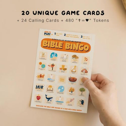 Markt Bible Bingo Game - Bible Games for Adults and Family, Sunday School Crafts, Christian Games, Faith-Based Trivia Board Game and Church Classroom Resources - color: Bible Bingo