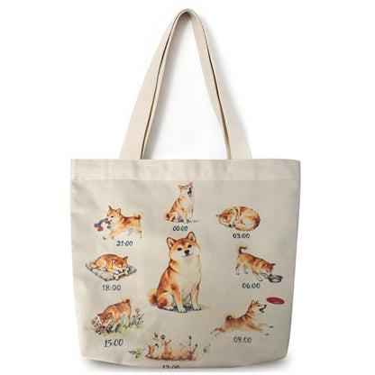 Large Tote Shopping Bag Cotton Canvas-Reusable grocery Bag with Zipper Aesthetic Reusable Shoulder Bag - style: Style-i