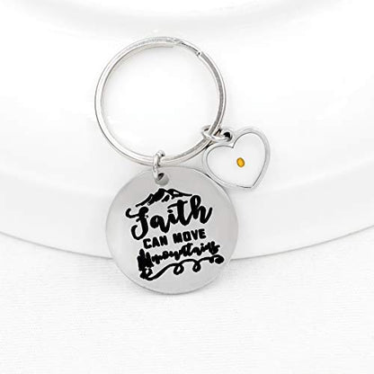 Uloveido Stainless Steel Faith Cross Keychain & Jesus Loves Me Christian Keyring Mustard Seed Charms Religious Jewelry - style: Faith Can Move-heart