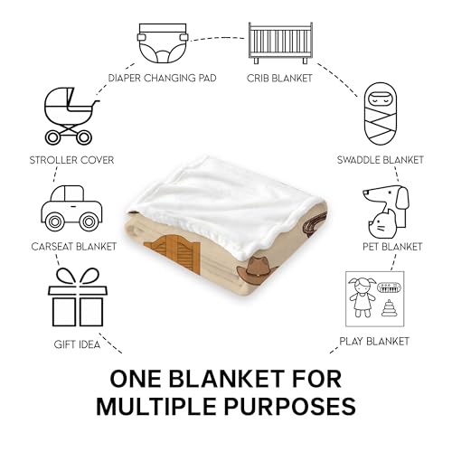 Personalized Personalized Cowboy Baby Blanket, Cowboy Hat Boots Quilt Pattern Design, Custom Name Toddler Kids Throw, Ranch Nursery Decor, Baby Gift Idea - color: Cowboy Baby Blanket#1