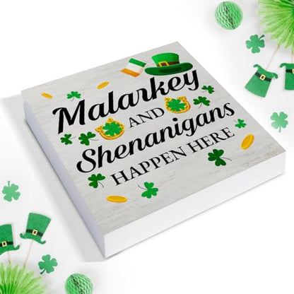 St. Patricks Day Decor, Rustic Malarkey and Shenanigans Wood Sign - color: Malarkey