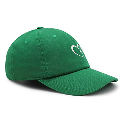 JPAK Heart and Cross Premium Dad Hat Embroidered Cotton Baseball Cap Christian Faith - color: Kelly Green