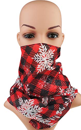 VIVIAN & VINCENT Gift Wrapped Fall Winter Soft Lightweight Holiday Sheer Infinity Christmas Scarf for Women Girls - color: Plaid Snowflake Red