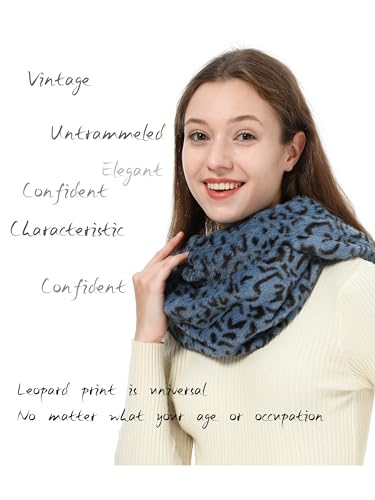 LA CARRIE Womens Leopard Print Infinity Scarf Loop Circle Neck Warmer - color: Leopard Blue