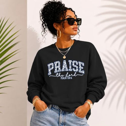 Womens Christian Jesus Sweatshirts Praise the Lord Bible Verse Hoodie Faith Religous God Graphic Long Sleeve Shirts - color: Black, size: XX-Large