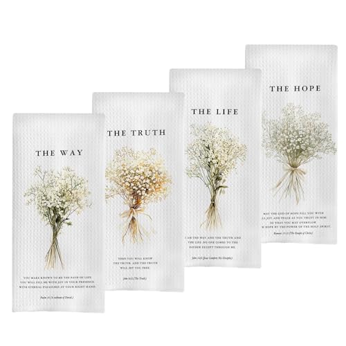 Christian Gifts Dish Towels Set - Bible Verse Waffle Weave Kitchen Towels, Christian Gifts for Women Decorative Hand Tea Towels for Kitchen Bathroom, 16x24 Inch Set of 4 - color: Christian Kitchen Towels7