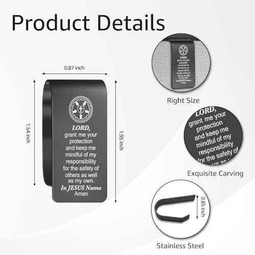 Catholic Car Visor Clip, Black Religious Visor Clip for Men Women - color: Black09