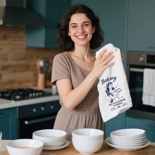 CUTHOLLOW 4Pcs Housewife Baking Kitchen Towels Cute Tea Towels - color: Housewife Baking