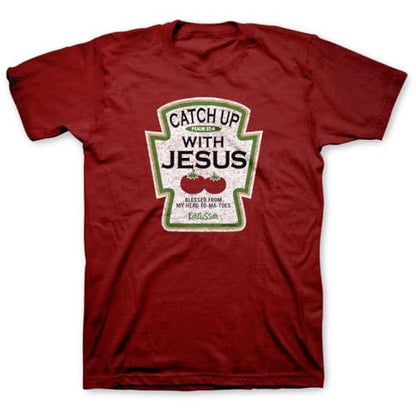 Kerusso Catch Up with Jesus Blessed from My Head to-Ma-Toes Ketchup Cotton Crew Neck T-Shirt - size: 3X-Large