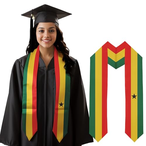 Graduation Satin Sash Scarf 72" Stole - color: Ghana Flag