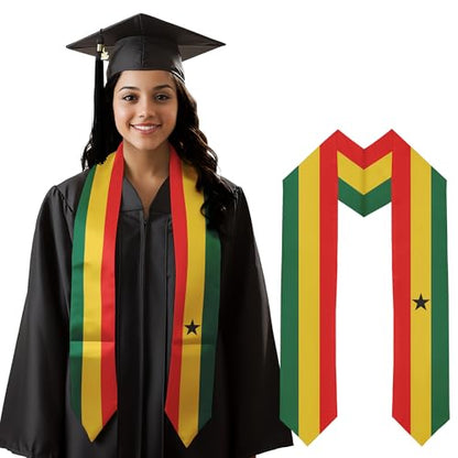 Graduation Satin Sash Scarf 72" Stole - color: Ghana Flag