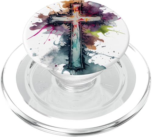 Christian Cross Watercolor Illustration PopSockets PopGrip for MagSafe - style: Magnetic PopGrip