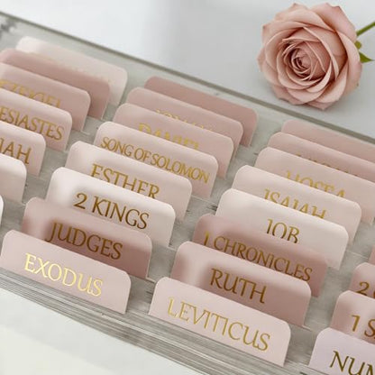Vorscrin-Laminated Bible Tabs for Women and Men, Gold Foil Lettering Design, Reposition and Large Print Stickers, Bible Study Supplies, 90 Chapters Labels for Easy Navigation(Light Pink) - color: Light Pink