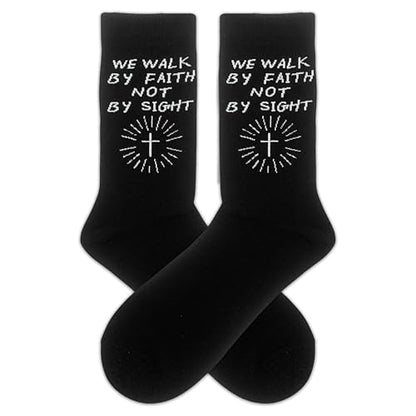 Christian Gifts - We Walk By Faith Not By Sight - Novelty Socks Gifts for Christian. - color: White