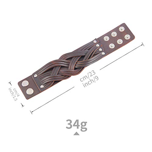 GelConnie Leather Cuff Bracelet Punk Braided Bracelets Rock Leather Wristbands Faux Mens Leather Bracelet Gothic Viking Bangle Adjustable Wrap Bracelet for Women,Men - color: Style LPB302-Brown