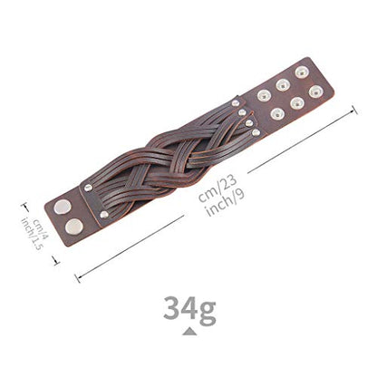 GelConnie Leather Cuff Bracelet Punk Braided Bracelets Rock Leather Wristbands Faux Mens Leather Bracelet Gothic Viking Bangle Adjustable Wrap Bracelet for Women,Men - color: Style LPB302-Brown