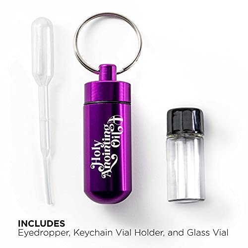 Logos Trading Post Anointing Oil Bottle with Purple Keychain Container - color: Purple