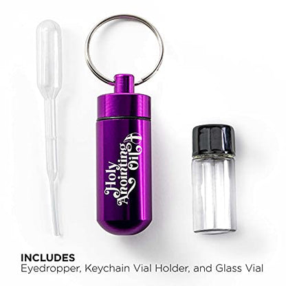Logos Trading Post Anointing Oil Bottle with Purple Keychain Container - color: Purple