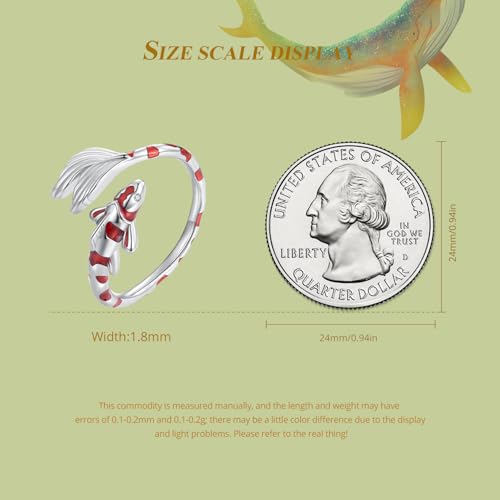 MUNDELL Blue Turtle Koi Fish Adjustable Ring Bird Animal Open Ring Seahorse Chameleon Wrap Finger Rings for Women Statement Ring - color: Red