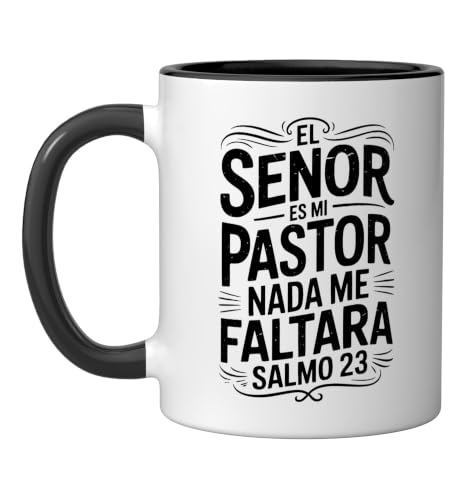 Spanish Christian With a Bible Verse Quote El Senor Es Mi Ceramic Mug, Black/White, 11oz - color: Black/White, size: 11 Ounces