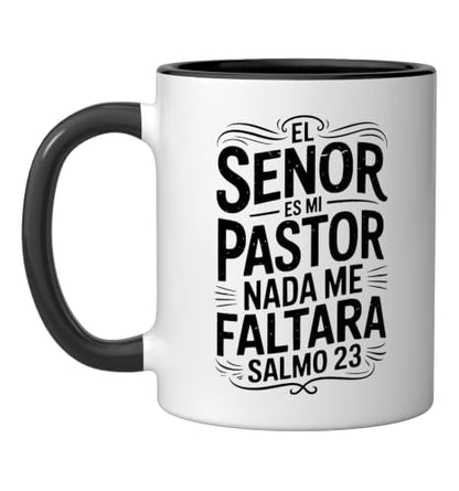 Spanish Christian With a Bible Verse Quote El Senor Es Mi Ceramic Mug, Black/White, 11oz - color: Black/White, size: 11 Ounces