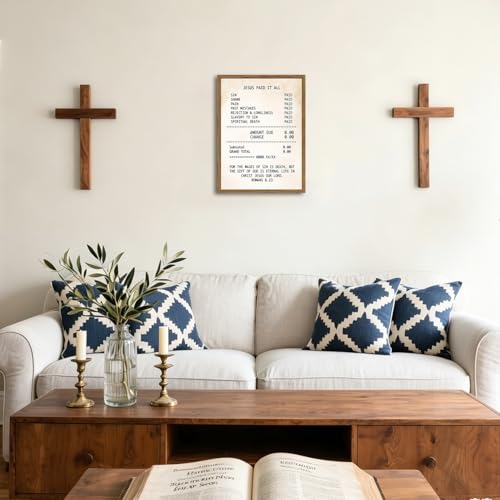 Jesus Paid It All Wall Art Christian Inspirational Scripture Sign Wall Decor Painting, Romans 6 23 Religious Poster Canvas Print Picture for Living Room Bedroom 12x16 inch Wood Framed - color: Jesus-H, size: 16"L x 12"W