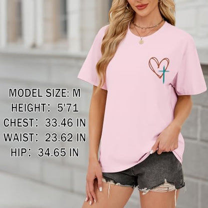 Tuislay Christian Shirts for Women Jesus Has My Back Tshirt God Bible Verse Shirt Faith Cross T Shirts Inspirational Tees Top - color: Pink, size: Large