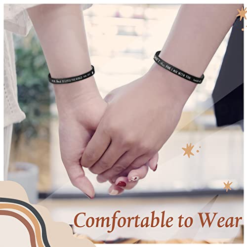 Jeyiour 20 Pcs Christian Leather Bracelets Bible Verse Quotes - color: Black