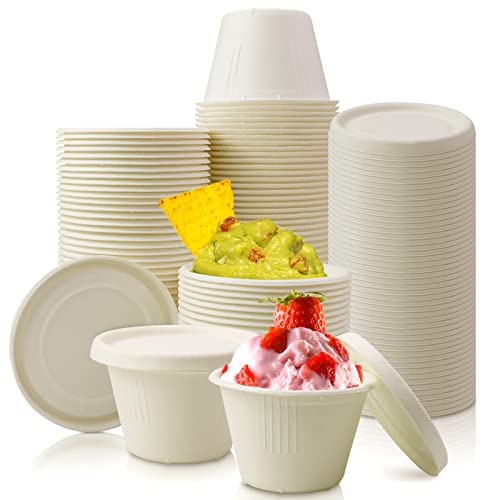 Vmiapxo 100-Pack 4 oz Disposable Paper Cups with Lids, White - color: White