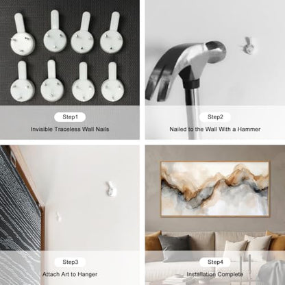 Abstract Neutral Watercolor Framed Canvas Wall Art Set -20"×40" - color: Abstract Neutral Wall Art, size: 20"L x 40"W