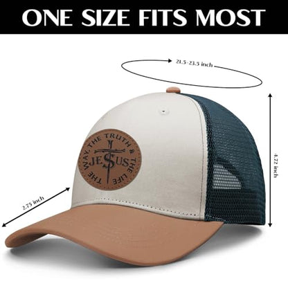 Christian Jesus Cross Hat American Flag Adjustable Faith Baseball Cap - Ideal Religious Gifts for Birthdays, Father's Day - color: Beige-brown