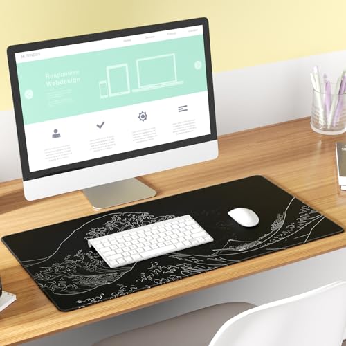 KTRIO Large Gaming Mouse Pad, Desk Mat, 31.5 x 15.7 in, Kanagawa Wave, XXL - color: Kanagawa Wave, size: 31.5l X 15.7w Inches