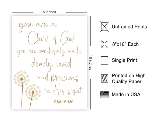 Monem Art You Are A Child Of God Poster - Nursery Print - Typography Art - Christian Design - Scripture Decor - Bible Verse Wall Print - Religious Kid’s Room - 8x10 UNFRAMED - color: Style-13, size: 8"L x 10"W