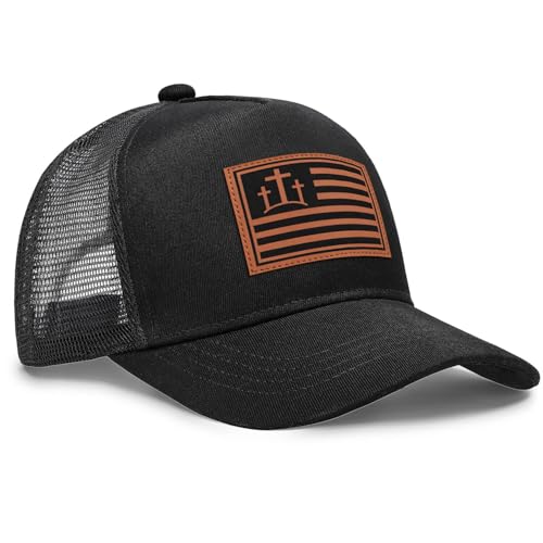 Christian Jesus Cross Trucker Hat Faith Hats for Men Women Religious Gifts - color: A-black
